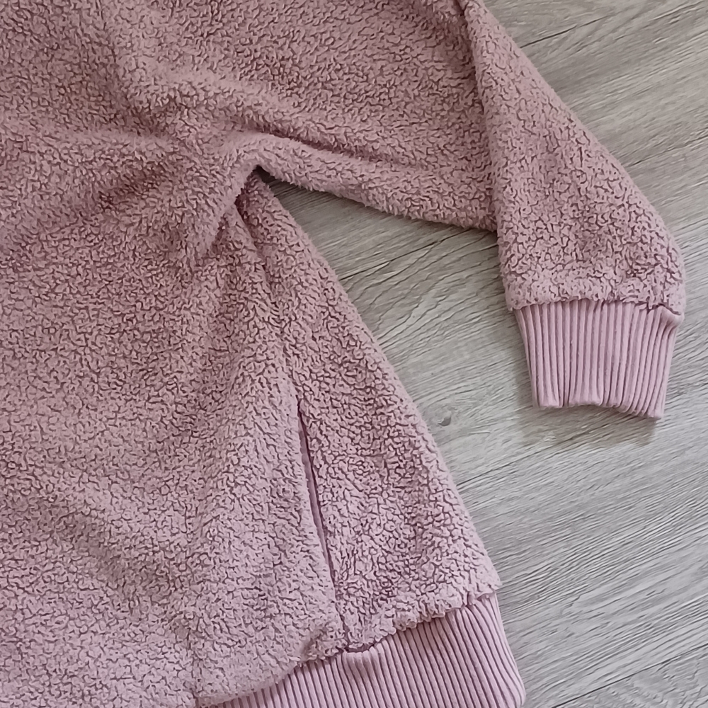 Member's Mark Women's Cozy Sherpa Pullover Size L Pink 1/4 Zip Pockets - Picture 6 of 13